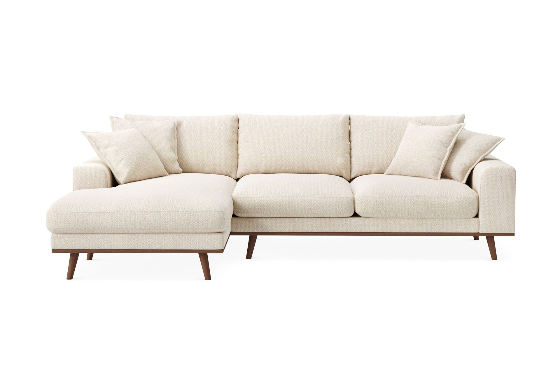 Copenhagen Premium 4-personers Venstrevendt L-formet Dyb Divansofa i Chenille - Lys beige