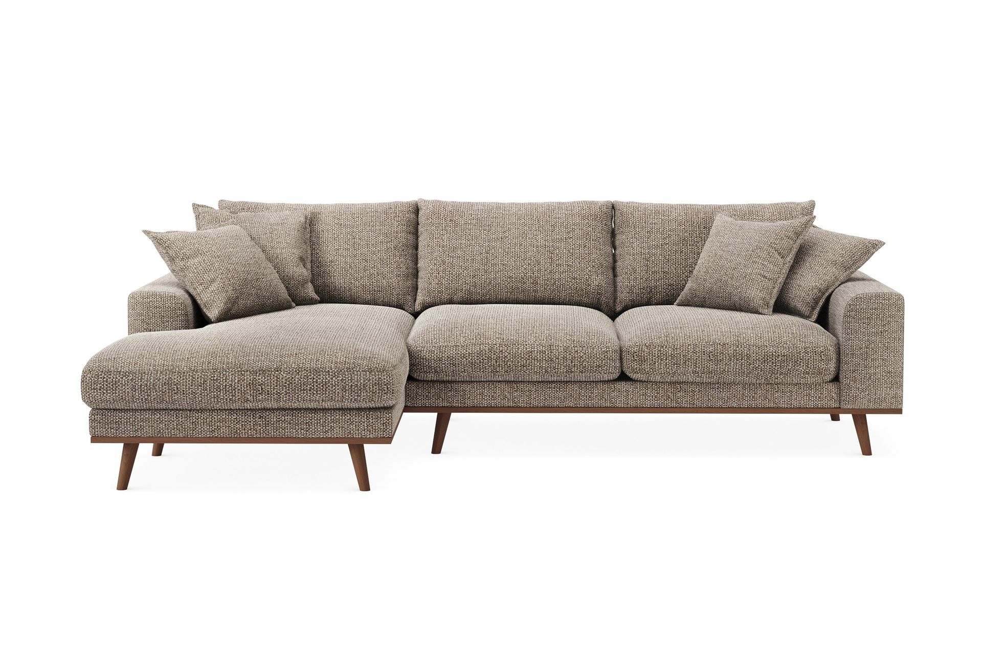 Copenhagen Premium 4-personers Venstrevendt L-formet Dyb Divansofa i Chenille - Brun