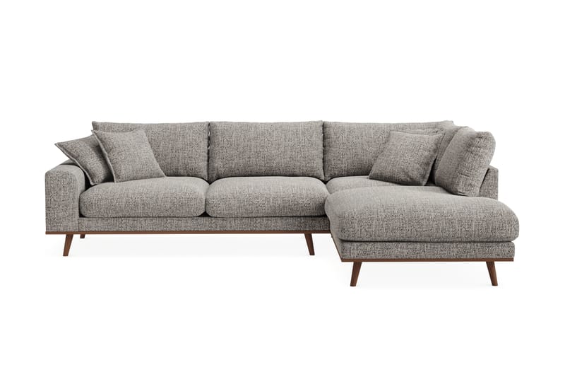 Copenhagen Premium 4-personers Højrevendt L-formet Dyb Chaiselongsofa i Chenille - Grå - Møbler - Sofaer - Sofa med sjeselong