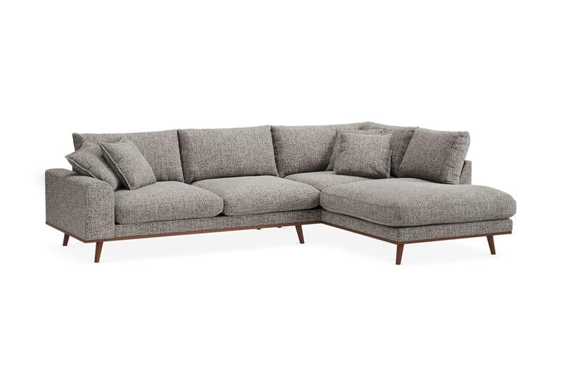 Copenhagen Premium 4-personers Højrevendt L-formet Dyb Chaiselongsofa i Chenille - Grå - Møbler - Sofaer - Sofa med sjeselong