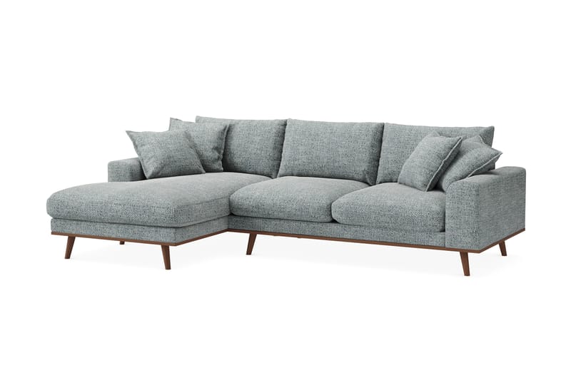 Copenhagen Premium 4-personers Venstrevendt L-formet Dyb Divansofa i Chenille - Grå/blå - Møbler - Sofaer - Sofa med sjeselong