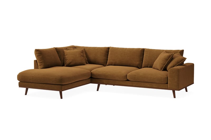 Copenhagen Premium 4-personers Venstrevendt L-formet Dyb Chaiselongsofa i Stof - Sennepsgul - Møbler - Sofaer - Sofa med sjeselong