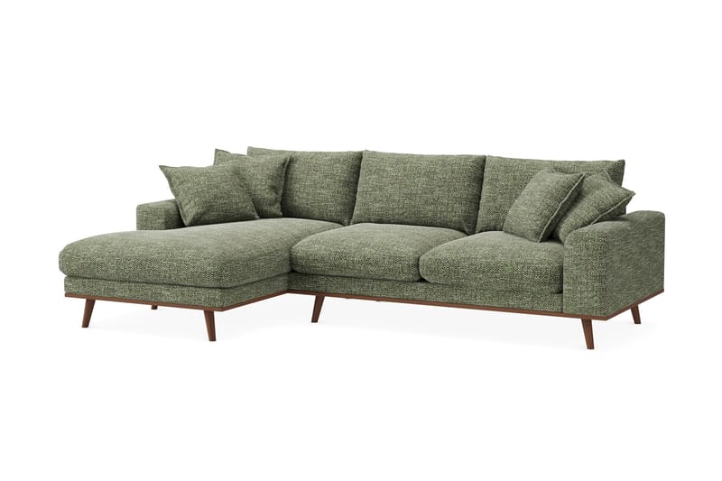 Copenhagen Premium 4-personers Venstrevendt L-formet Dyb Divansofa i Chenille - Grøn - Møbler - Sofaer - Sofa med sjeselong
