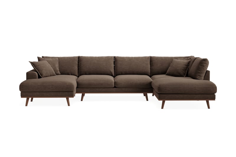 Copenhagen Premium 5-personers Venstrevendt U-formet Dyb Sofa med Divan og Chaiselong i Stof - Brun - Møbler - Sofaer - U-sofa
