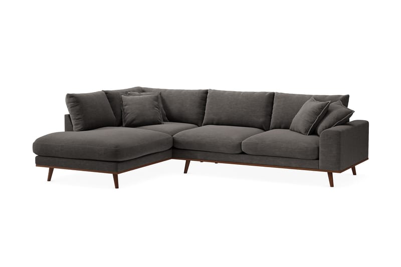 Copenhagen Premium 4-personers Venstrevendt L-formet Dyb Chaiselongsofa i Stof - Mørkegrå - Møbler - Sofaer - Sofa med sjeselong