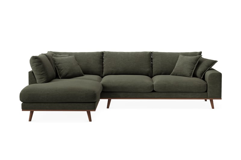 Copenhagen Premium 4-personers Venstrevendt L-formet Dyb Chaiselongsofa i Stof - Grøn - Møbler - Sofaer - Sofa med sjeselong
