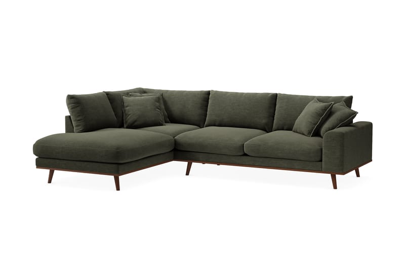 Copenhagen Premium 4-personers Venstrevendt L-formet Dyb Chaiselongsofa i Stof - Grøn - Møbler - Sofaer - Sofa med sjeselong