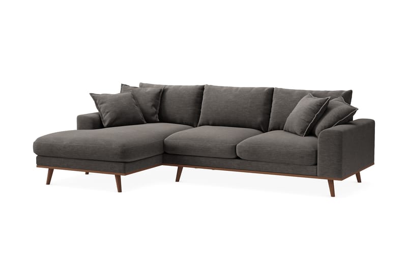 Copenhagen Premium 4-personers Venstrevendt L-formet Dyb Divansofa i Stof - Mørkegrå - Møbler - Sofaer - Sofa med sjeselong