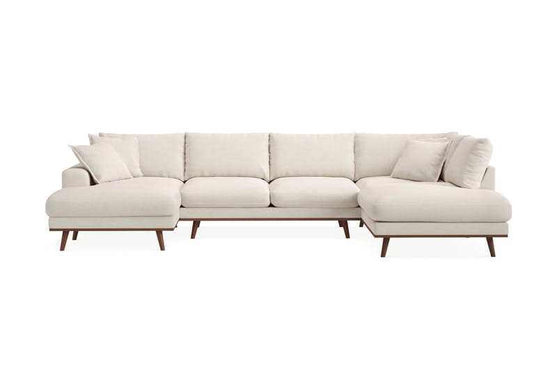 Copenhagen Premium 5-personers Venstrevendt U-formet Dyb Sofa med Divan og Chaiselong i Stof - Lys beige - Møbler - Sofaer - U-sofa