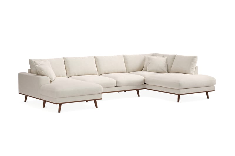 Copenhagen Premium 5-personers Venstrevendt U-formet Dyb Sofa med Divan og Chaiselong i Stof - Lys beige - Møbler - Sofaer - U-sofa
