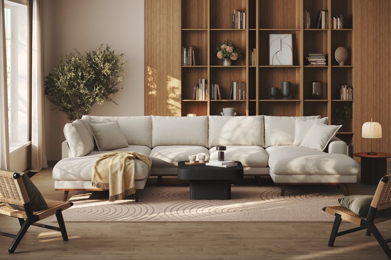 Copenhagen Premium 5-personers Venstrevendt U-formet Dyb Sofa med Divan og Chaiselong i Stof - Lys beige - Møbler - Sofaer - U-sofa