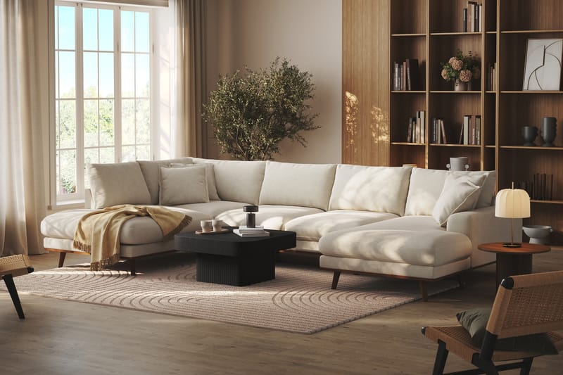 Copenhagen Premium 5-personers Venstrevendt U-formet Dyb Sofa med Divan og Chaiselong i Stof - Lys beige - Møbler - Sofaer - U-sofa