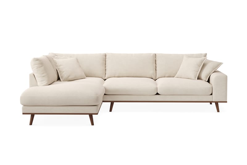 Copenhagen Premium 4-personers Venstrevendt L-formet Dyb Chaiselongsofa i Stof - Beige - Møbler - Sofaer - Sofa med sjeselong