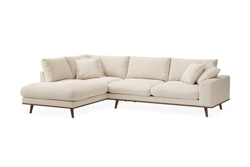 Copenhagen Premium 4-personers Venstrevendt L-formet Dyb Chaiselongsofa i Stof - Beige - Møbler - Sofaer - Sofa med sjeselong