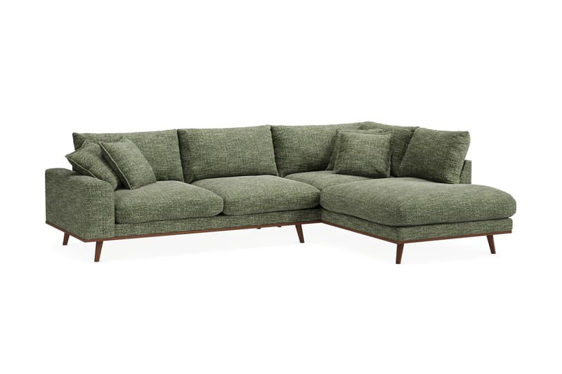 Copenhagen Premium 4-personers Højrevendt L-formet Dyb Chaiselongsofa i Chenille - Grøn - Møbler - Sofaer - Sofa med sjeselong