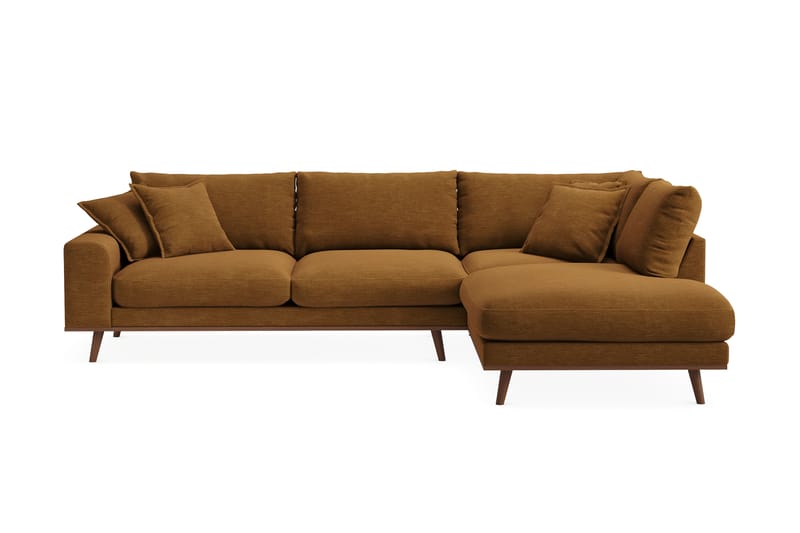 Copenhagen Premium 4-personers Højrevendt L-formet Dyb Chaiselongsofa i Stof - Sennepsgul - Møbler - Sofaer - Sofa med sjeselong
