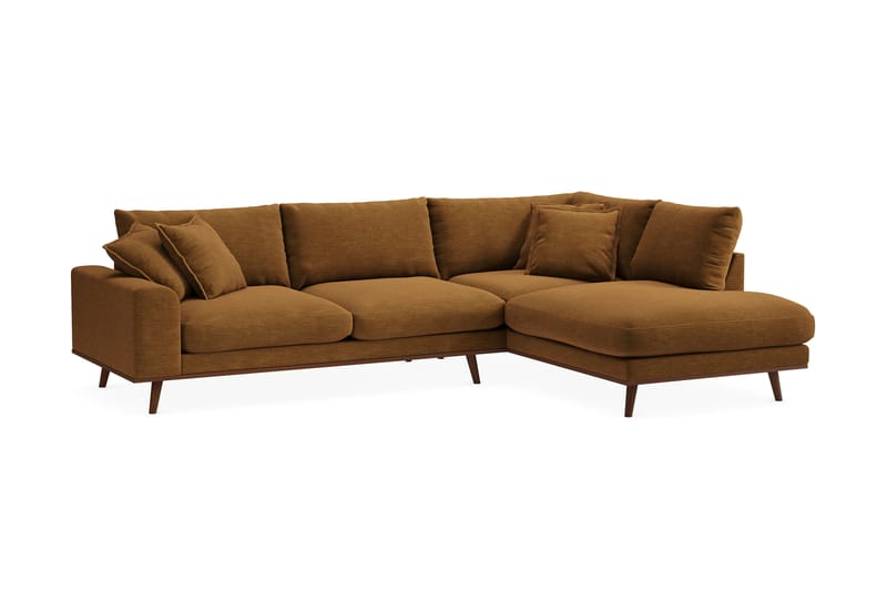 Copenhagen Premium 4-personers Højrevendt L-formet Dyb Chaiselongsofa i Stof - Sennepsgul - Møbler - Sofaer - Sofa med sjeselong