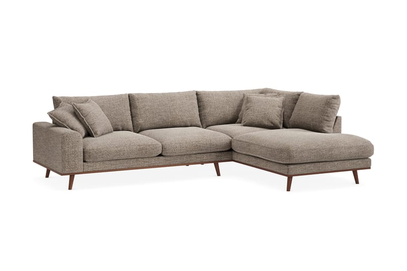 Copenhagen Premium 4-personers Højrevendt L-formet Dyb Chaiselongsofa i Chenille - Brun - Møbler - Sofaer - Sofa med sjeselong
