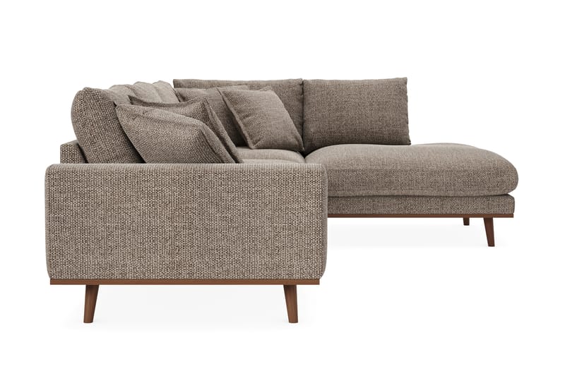 Copenhagen Premium 4-personers Højrevendt L-formet Dyb Chaiselongsofa i Chenille - Brun - Møbler - Sofaer - Sofa med sjeselong