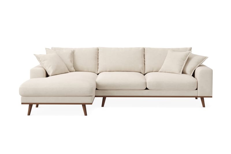 Copenhagen Premium 4-personers Venstrevendt L-formet Dyb Divansofa i Stof - Beige - Møbler - Sofaer - Sofa med sjeselong