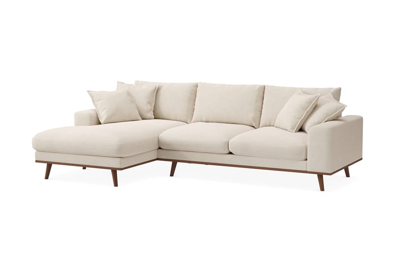 Copenhagen Premium 4-personers Venstrevendt L-formet Dyb Divansofa i Stof - Beige - Møbler - Sofaer - Sofa med sjeselong