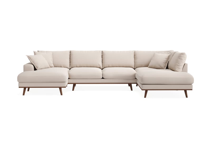 Copenhagen Premium 5-personers Højrevendt U-formet Dyb Sofa med Divan og Chaiselong i Bouclé - Lys beige - Møbler - Sofaer - U-sofa