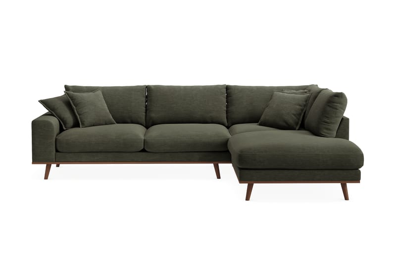 Copenhagen Premium 4-personers Højrevendt L-formet Dyb Chaiselongsofa i Stof - Grøn - Møbler - Sofaer - Sofa med sjeselong