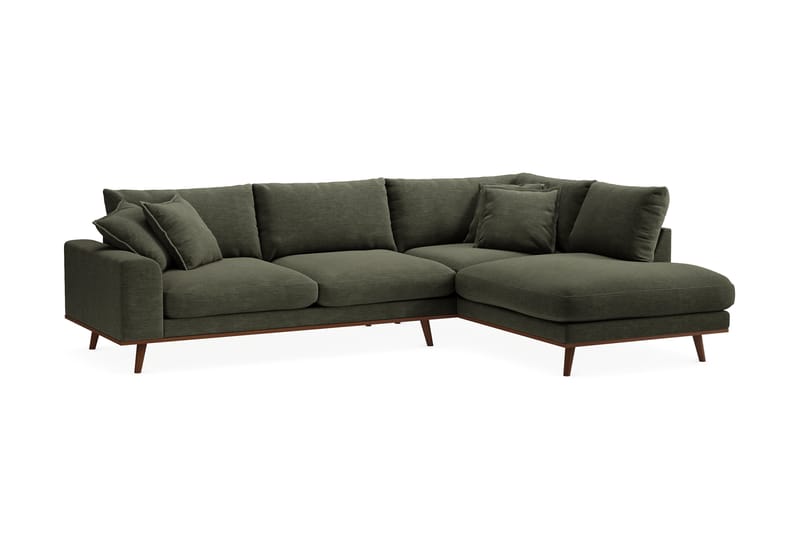Copenhagen Premium 4-personers Højrevendt L-formet Dyb Chaiselongsofa i Stof - Grøn - Møbler - Sofaer - Sofa med sjeselong