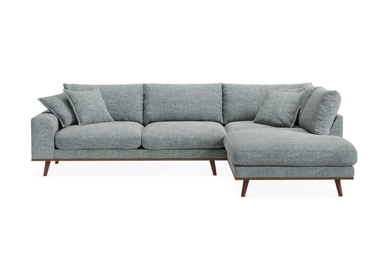 Copenhagen Premium 4-personers Højrevendt L-formet Dyb Chaiselongsofa i Chenille - Grå/blå - Møbler - Sofaer - Sofa med sjeselong