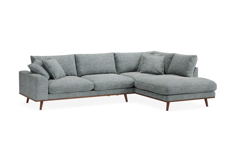 Copenhagen Premium 4-personers Højrevendt L-formet Dyb Chaiselongsofa i Chenille - Grå/blå - Møbler - Sofaer - Sofa med sjeselong