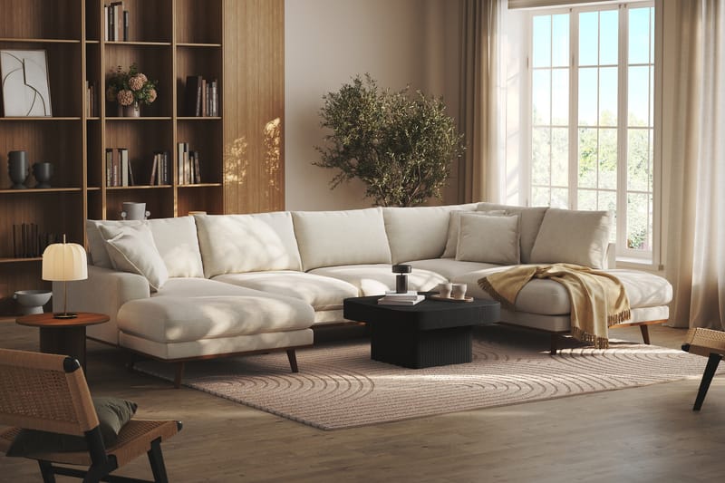 Copenhagen Premium 5-personers Højrevendt U-formet Dyb Sofa med Divan og Chaiselong i Stof - Lys beige - Møbler - Sofaer - U-sofa