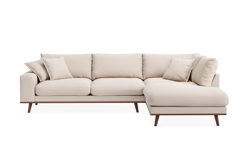 Copenhagen Premium 4-personers Højrevendt L-formet Dyb Chaiselongsofa i Bouclé - Lys beige - Møbler - Sofaer - Sofa med sjeselong