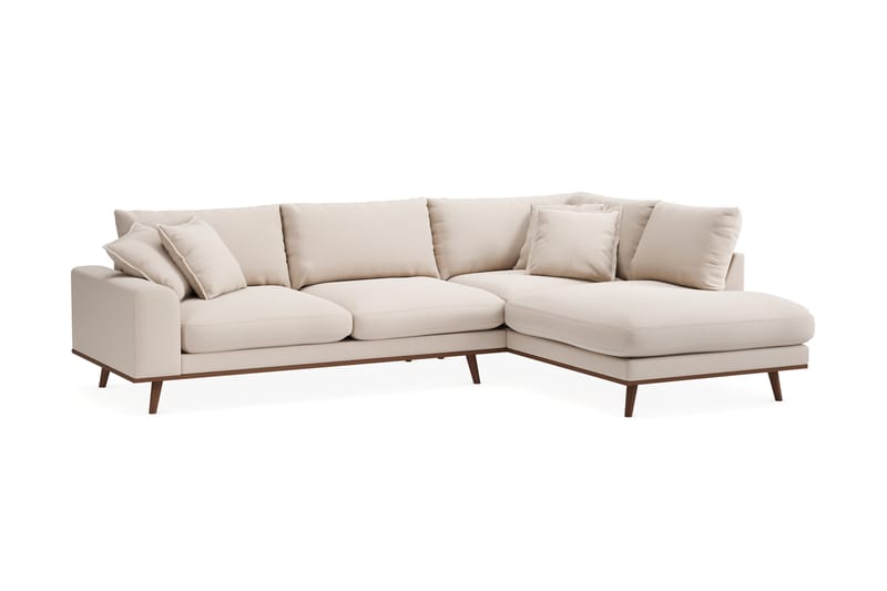 Copenhagen Premium 4-personers Højrevendt L-formet Dyb Chaiselongsofa i Bouclé - Lys beige - Møbler - Sofaer - Sofa med sjeselong