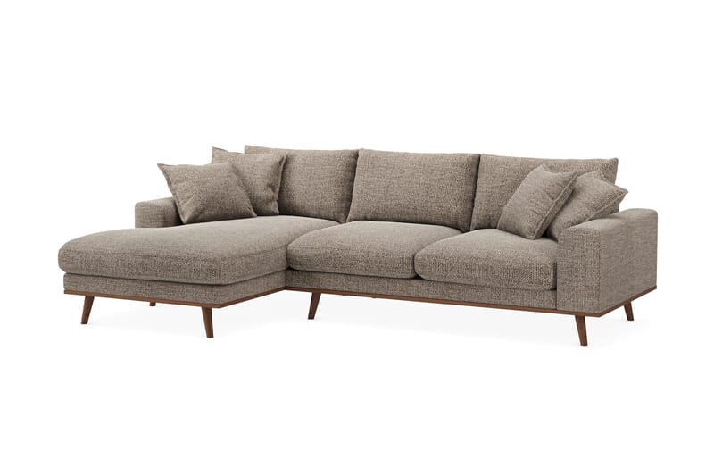 Copenhagen Premium 4-personers Venstrevendt L-formet Dyb Divansofa i Chenille - Brun - Møbler - Sofaer - Sofa med sjeselong