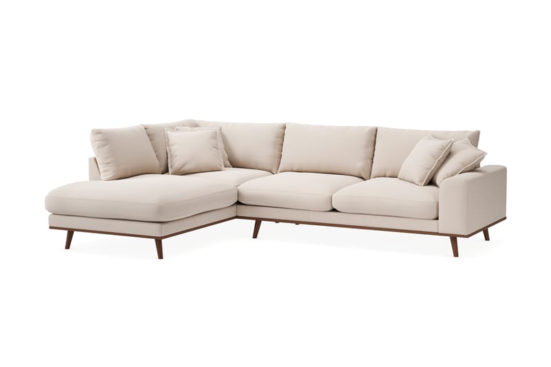 Copenhagen Premium 4-personers Venstrevendt L-formet Dyb Chaiselongsofa i Bouclé - Lys beige - Møbler - Sofaer - Sofa med sjeselong
