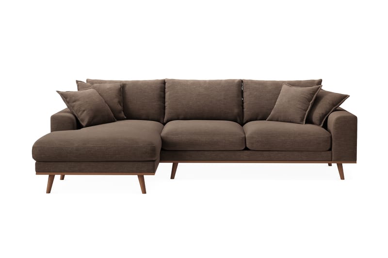 Copenhagen Premium 4-personers Venstrevendt L-formet Dyb Divansofa i Stof - Brun - Møbler - Sofaer - Sofa med sjeselong