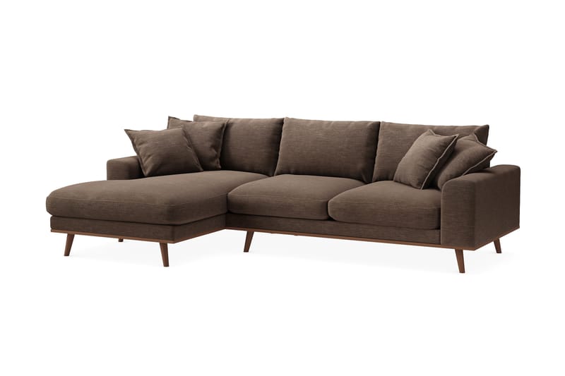 Copenhagen Premium 4-personers Venstrevendt L-formet Dyb Divansofa i Stof - Brun - Møbler - Sofaer - Sofa med sjeselong