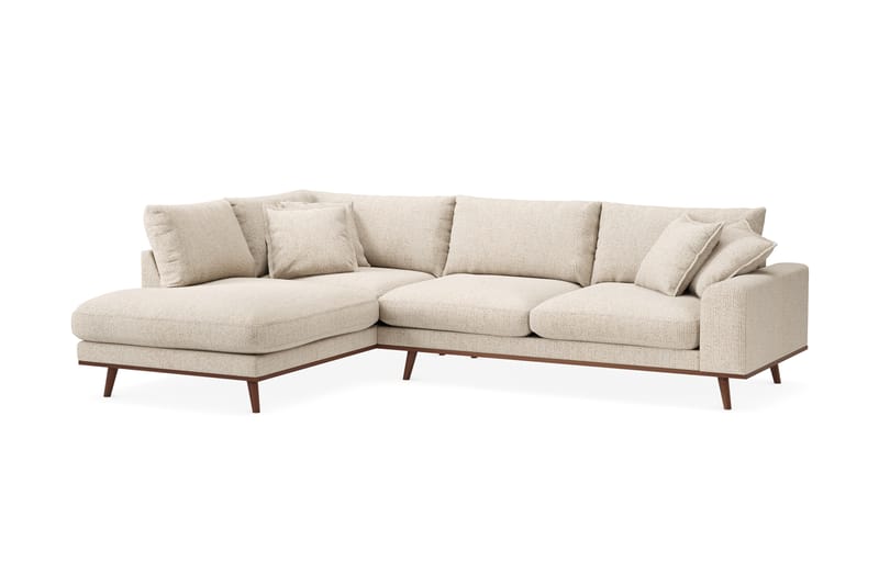 Copenhagen Premium 4-personers Venstrevendt L-formet Dyb Chaiselongsofa i Chenille - Beige - Møbler - Sofaer - Sofa med sjeselong