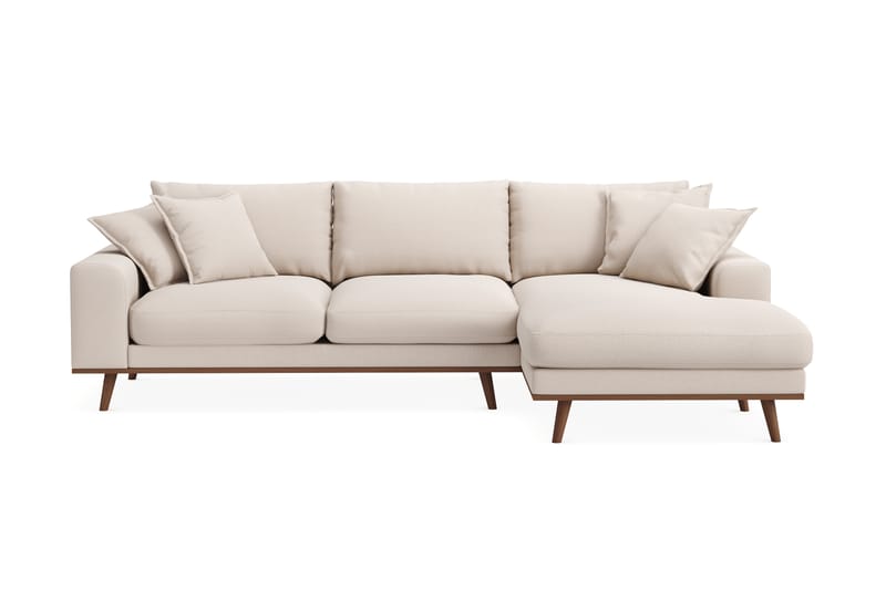 Copenhagen Premium 4-personers Højrevendt L-formet Dyb Divansofa i Bouclé - Lys beige - Møbler - Sofaer - Sofa med sjeselong