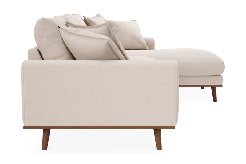 Copenhagen Premium 4-personers Højrevendt L-formet Dyb Divansofa i Bouclé - Lys beige - Møbler - Sofaer - Sofa med sjeselong