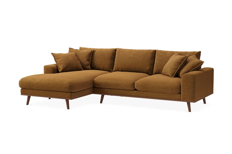 Copenhagen Premium 4-personers Venstrevendt L-formet Dyb Divansofa i Stof - Sennepsgul - Møbler - Sofaer - Sofa med sjeselong