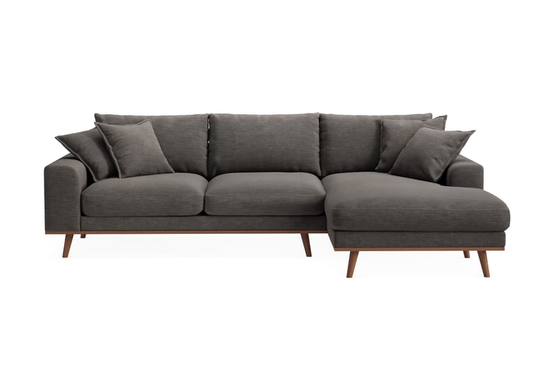 Copenhagen Premium 4-personers Højrevendt L-formet Dyb Divansofa i Stof - Mørkegrå - Møbler - Sofaer - Sofa med sjeselong