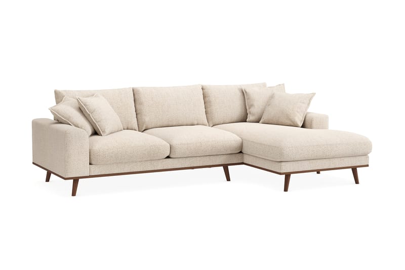 Copenhagen Premium 4-personers Højrevendt L-formet Dyb Divansofa i Chenille - Beige - Møbler - Sofaer - Sofa med sjeselong