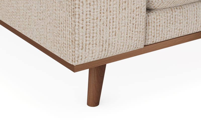 Copenhagen Premium 4-personers Højrevendt L-formet Dyb Chaiselongsofa i Chenille - Beige - Møbler - Sofaer - Sofa med sjeselong