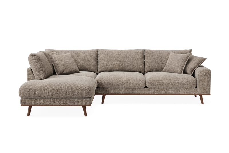 Copenhagen Premium 4-personers Venstrevendt L-formet Dyb Chaiselongsofa i Chenille - Brun - Møbler - Sofaer - Sofa med sjeselong