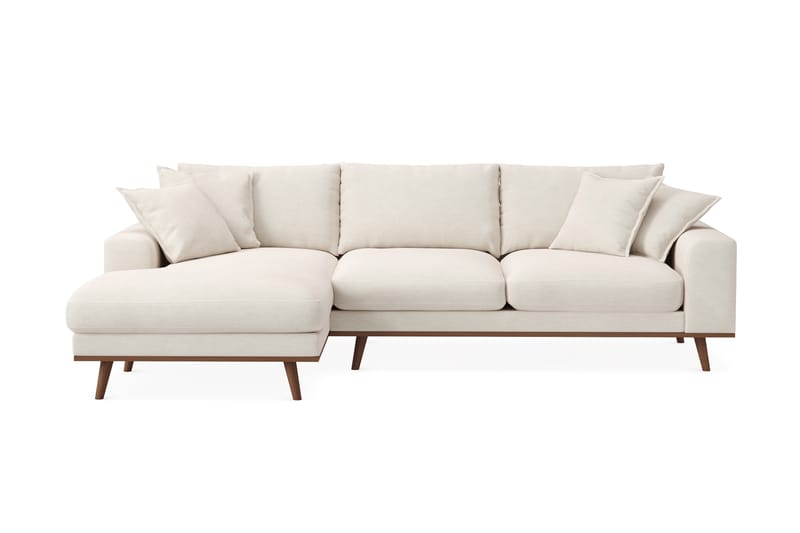 Copenhagen Premium 4-personers Venstrevendt L-formet Dyb Divansofa i Stof - Lys beige - Møbler - Sofaer - Sofa med sjeselong
