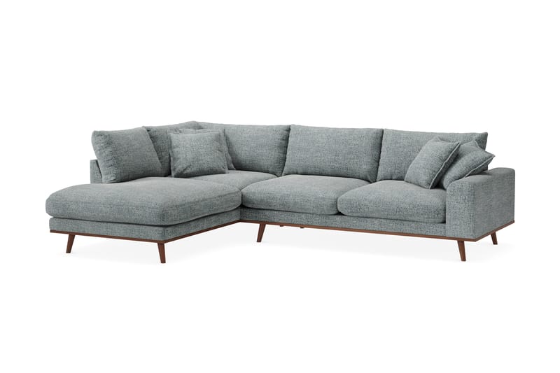 Copenhagen Premium 4-personers Venstrevendt L-formet Dyb Chaiselongsofa i Chenille - Grå/blå - Møbler - Sofaer - Sofa med sjeselong
