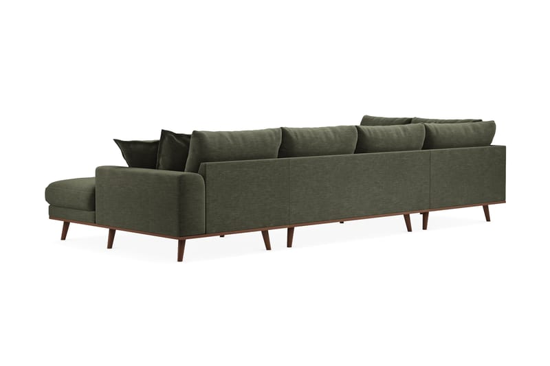 Copenhagen Premium 5-personers Højrevendt U-formet Dyb Sofa med Divan og Chaiselong i Stof - Grøn - Møbler - Sofaer - U-sofa