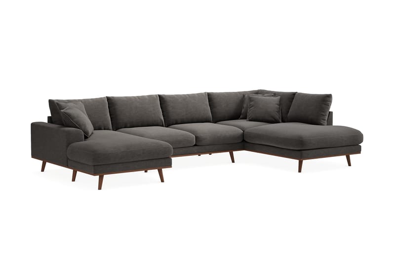 Copenhagen Premium 5-personers Venstrevendt U-formet Dyb Sofa med Divan og Chaiselong i Stof - Mørkegrå - Møbler - Sofaer - U-sofa