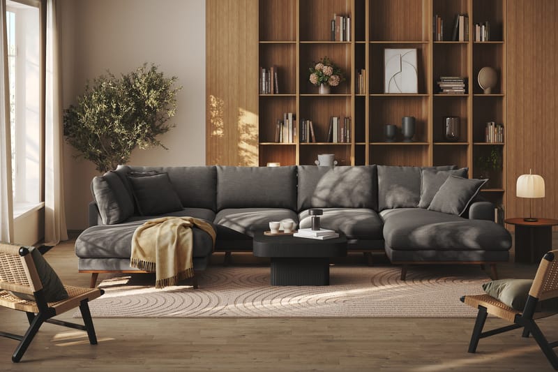 Copenhagen Premium 5-personers Venstrevendt U-formet Dyb Sofa med Divan og Chaiselong i Stof - Mørkegrå - Møbler - Sofaer - U-sofa